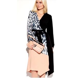 Anthropologie Hutch Rashida Watercolor Long Sleeve Wrap Midi Mod Dress Medium‎